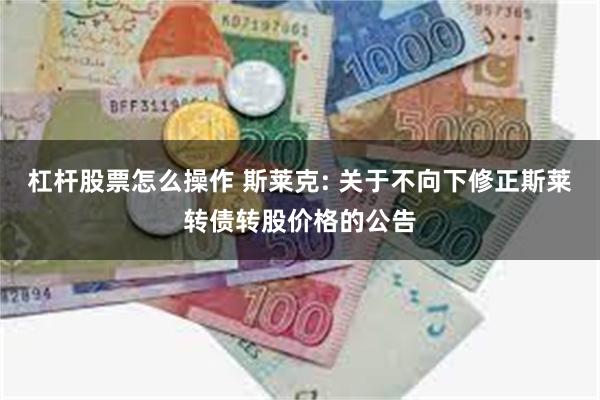 杠杆股票怎么操作 斯莱克: 关于不向下修正斯莱转债转股价格的公告