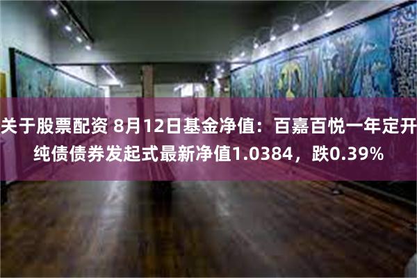 关于股票配资 8月12日基金净值：百嘉百悦一年定开纯债债券发起式最新净值1.0384，跌0.39%