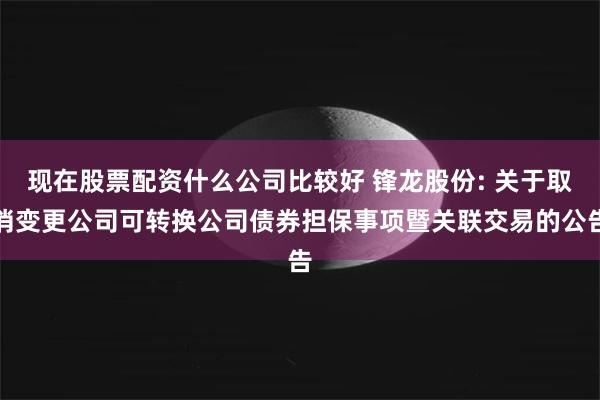 现在股票配资什么公司比较好 锋龙股份: 关于取消变更公司可转换公司债券担保事项暨关联交易的公告